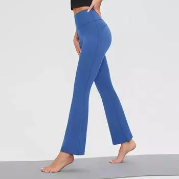 2024 Женские расклешенные брюки для йоги с широкими штанинами, быстросохнущие спортивные эластичные леггинсы для фитнеса с высокой талией и подъемом бедер, повседневная спортивная одежда 30693 S орион