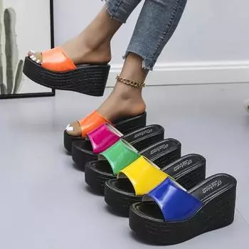 2024 Женские сандалии Босоножки на платформе Женские летние сандалии Тапочки для дома и отдыха Пляжная обувь Женские тапочки с бантом 35 зелёный