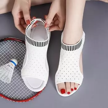 2024 женские сандалии дышащие удобные шопинг женские прогулочные туфли на танкетке летние сандалии на платформе Mujer Plus size 42 35 белый