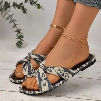 Дышащие женские туфли Half Drag Fly Woven, повседневные спортивные туфли, сверхлегкие и удобные домашние туфли на плоской подошве 36 синий