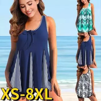 2024 женские сексуальные танкини женские летние комплект из двух предметов купальник женский свободный размер бикини купальники новый дизайн купальный костюм с принтом S чёрный