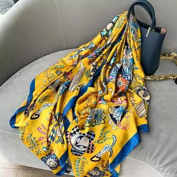 2024 женские солнцезащитные шарфы, модный принт, шейный платок, популярные атласные шелковые шарфы, новое цветное пляжное полотенце, роскошные шали 180X90 см