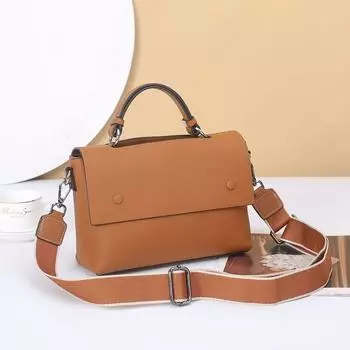 2024 Женские сумки из натуральной кожи OL Деловые женские сумки на плечо с широким ремешком через плечо Сумка-тоут из телячьей кожи коричневый