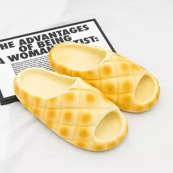 2024 Женские тапочки Cloud на мягкой подошве, толстые сандалии для дома и отдыха на открытом воздухе, летние нескользящие шлепанцы из ЭВА, обувь для хлеба 36-37 жёлтый