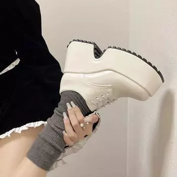 2024 женские туфли дерби осенняя женская обувь повседневные кроссовки на платформе с круглым носком британский стиль кожа осень новая Cross Dre 35 бежевый