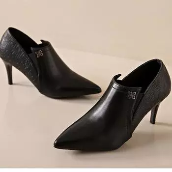 2024 Женские туфли из искусственной кожи, сексуальные квадратные туфли на высоком каблуке с острым носком, базовые лаконичные женские туфли-лодочки, размер 35-40 35 коричневый