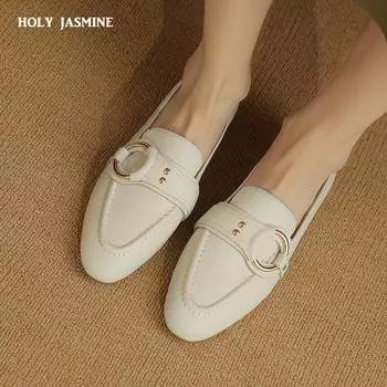 2024 Женские туфли-лодочки на низком каблуке из натуральной кожи с круглым носком, женские офисные туфли для работы, удобные туфли-лоферы, весенне-летняя обувь 34 чёрный