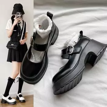 2024 Женские туфли на каблуках Мэри Джейн на платформе Лолита Туфли на каблуках Женские винтажные туфли на высоком каблуке в японском стиле для девочек 34 бежевый