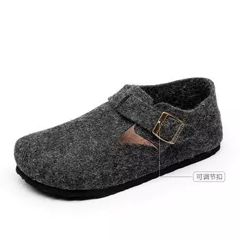 2024 Женские туфли на плоской подошве Mori Girl Style Felt Flats Shoes Женские туфли на плоской подошве в стиле ретро с пряжкой Женские туфли без застежек 41 чёрный