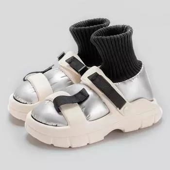 2024 Женские высококачественные легкие пуховые зимние ботинки для пар, модный дизайн, наружные эластичные носки, мужские зимние ботильоны 36-37(fit35-36) чёрный