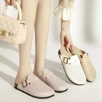 2024 женские закрытые тапочки свиная кожа сандалии сандалии для женщин элегантные садовые сандалии ручной работы мюли сандалии сандалии 35 телесный