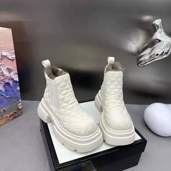 2024 Женские зимние сапоги на толстой подошве, плюшевые женские повседневные спортивные туфли, теплые и морозостойкие высокие женские сапоги 35 бежевый