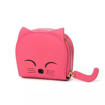 2024 Женский милый кожаный держатель для карт с подвеской в виде котенка - Слоты для нескольких карт