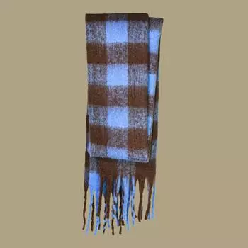 2024 Женский зимний шарф Теплый и толстый Корейский универсальный платок с плюшевой шеей Ma Hai для мужчин 40*200CM синий