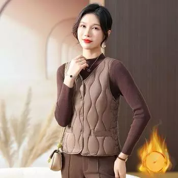 2024 Женское легкое пальто большого размера Осень-зима Утепленная теплая внутренняя и наружная одежда Тонкая короткая куртка без рукавов 2XL вино красного