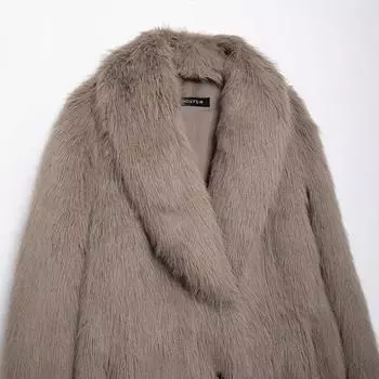 2024 женское пальто, стильное классическое длинное пальто с эффектом искусственного меха XS