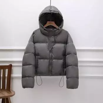 2024 зима новая корейская версия короткий пуховик с капюшоном женский ультралегкий утолщенный модный белый пуховик маленький S розовый