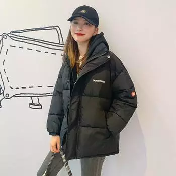 2024 зима новая короткая модная куртка с капюшоном из двух частей с поддельной хлопковой подкладкой большой размер свободная одежда для хлеба женская куртка с хлопковой подкладкой S (recommended below 55kg) бежевый