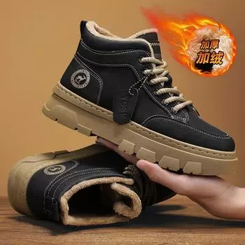 2024 зима новые британские рабочие ботинки для отдыха на открытом воздухе ретро высокие модные бархатные мужские ботинки Martin 39