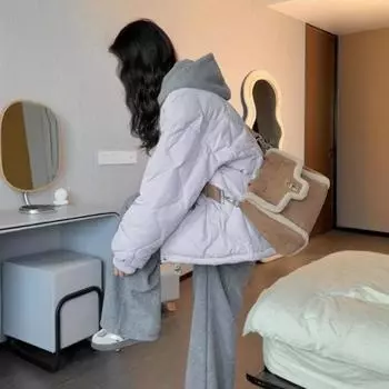 2024 зима новые ромбовидные хлопковые утепленные куртки свободные маленькие утепленные куртки супер красивые утепленные женские короткие куртки S recommends within 60kg