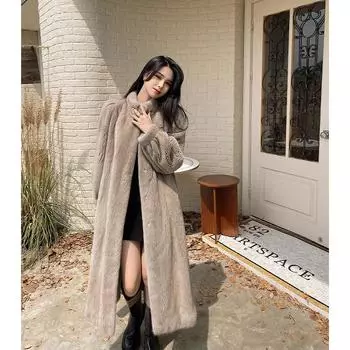 2024 зима новый экологически чистый фиолетовый ярлык бархат удлиненная норковая шуба молодая норковая шуба женская S [within 52.5 kg] темно-коричневого