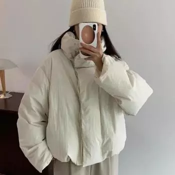 2024 зима новый белый утиный пуховик женский короткий воротник стойка свободный маленький пальто S size recommended 100~ 60kg