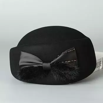 2024 зима новый берет австралийская шерстяная шляпа фетровая шляпа элегантная ретро шляпа художника бант шляпа бортпроводника One Size