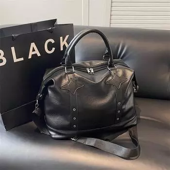 2024 зима новый цветной PU ретро личность большой емкости портативный простой женский сумка через плечо сумка чёрный