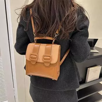 2024 зима новый иностранный стиль популярный женский маленький рюкзак для отдыха и путешествий ретро мода студенческий школьный рюкзак чёрный