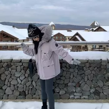 2024 зима новый инструмент Parker пуховик женский средней и длинной моды свободный утолщенный теплый белый пуховик S