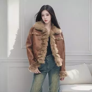 2024 зима новый искусственный лисьий мех короткий мех темперамент универсальный мех интегрированный модный теплый повседневный пальто S коричневый