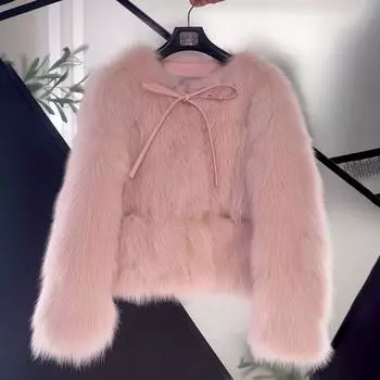 2024 зима новый искусственный мех лисьего меха пальто женский короткий Haining молодой корейский вариант Mao Mao топ утолщенный S 85-52.5 kg коричневый