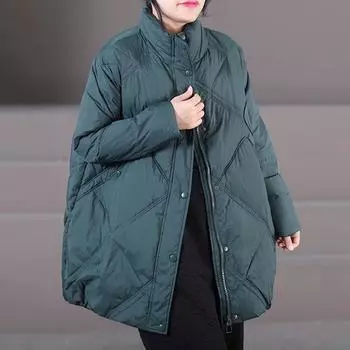 2024 зима новый литературный свободный большой размер утолщенный теплый силуэт пуховик женский средний и длинный белый утиный пуховик M
