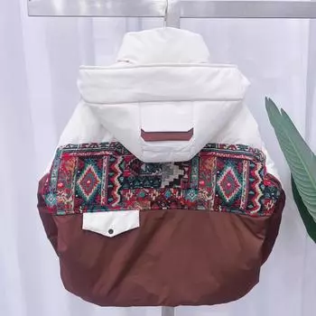 2024 зима новый модный бренд тяжелой промышленности вышитый цветок пуховик женский с капюшоном утолщенный популярный белый утиный пуховик One size, recommended within 72.5kg темно-красного