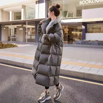 2024 зима новый модный темперамент универсальный пуховик женский утолщенный большой лацкан высококачественный белый утиный пух длинное пальто S 90-62.5 kg