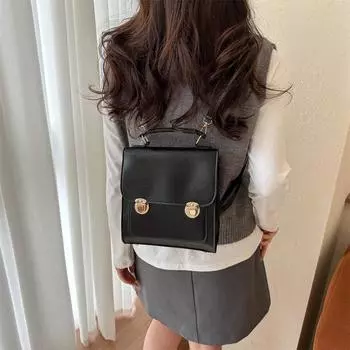 2024 зима новый популярный простой рюкзак для путешествий на открытом воздухе студенческий школьный рюкзак ретро модный женский маленький рюкзак чёрный