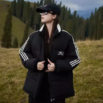 2024 зима новый пух хлопковая одежда женская короткая стойка воротник свободная утолщенная хлопковая одежда студенческая хлебная одежда S