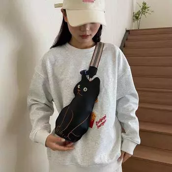 2024 зима новый стиль для девочек личность большой вместимости повседневная милая сумка через плечо с рисунком котенка простая косая сумка розовый