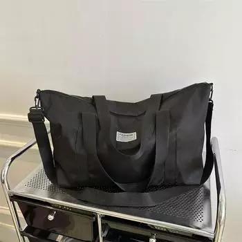 2024 зима новый темперамент модный дизайн одно плечо через плечо большой емкости иностранный стиль однотонный простой дорожный плечевой мешок чёрный