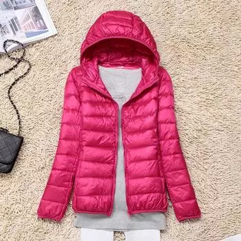 2024 зима новый ультралегкий пуховик женский с капюшоном короткий легкий большой размер тонкий тонкий женский пиджак S белый