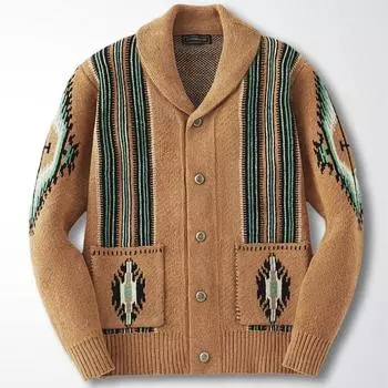 2024 Зима Жаккард Толстый Свитер Пальто Уличная Мода Осень Мужской Длинный Рукав Пуговиц Куртки Новые Мужские Шерстяные Верхняя Одежда M