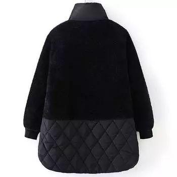 2024 Зимнее пальто женское из искусственного меха норки с начесом толстая стеганая куртка женская пуховая хлопковая парка ватная модная большая черная женская XL чёрный