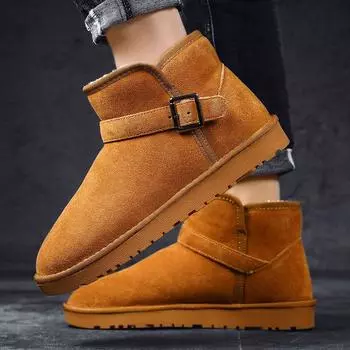 2024 зимние ботинки для мужчин, водонепроницаемые, теплые, с меховой подкладкой, удобные, со шнуровкой, походные ботинки, нескользящие, высокие ботинки для мужчин, походная рабочая обувь 36 чёрный