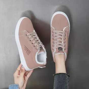 2024 зимние ботинки женские ботильоны теплые плюшевые ПУ зимние женские туфли кроссовки балетки на шнуровке женские туфли женские короткие зимние ботинки 36 чёрный