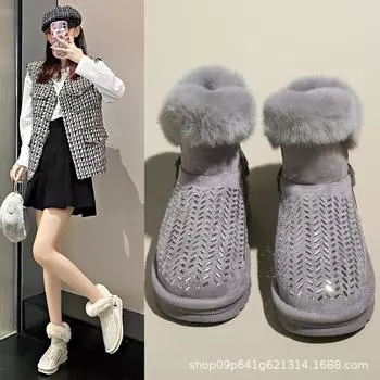 2024 зимние ботинки женские зимние модные блестящие толстые подошвы с плюшем и толстой изоляцией из хлопка женские удобные ботильоны 35 бежевый