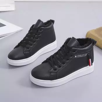 2024 зимние черные хлопковые туфли женские ботильоны теплые плюшевые женские туфли на платформе плоские шнурки женские кроссовки женские короткие зимние сапоги 35 белый