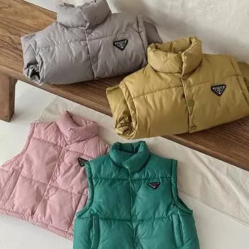 2024 зимние детские жилеты жилеты утепленные пуховые верхняя одежда пальто жилет для малышей легкие куртки для девочек и мальчиков корейский стиль 120 серый