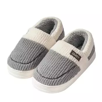 2024 зимние домашние мужские плюшевые тапочки для дома и улицы мягкая толстая подошва с нескользящим каблуком из ПВХ теплые парные хлопковые тапочки 36-37(Fit 35-36) кофейный