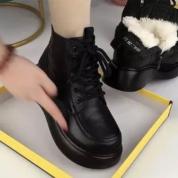 2024 зимние новые хлопковые сапоги бархатные ботинки Martin теплые короткие сапоги на толстой подошве утепленные зимние сапоги утолщенные женские сапоги 35