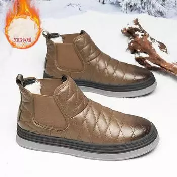 2024 зимние новые мужские высокие хлопковые туфли ручной работы онлайн повседневная обувь бархатные теплые хлопковые кожаные туфли 636 38 чёрный